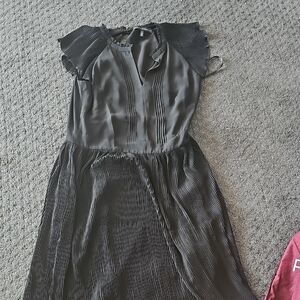 Elegant Black Pleated Maxi Dress